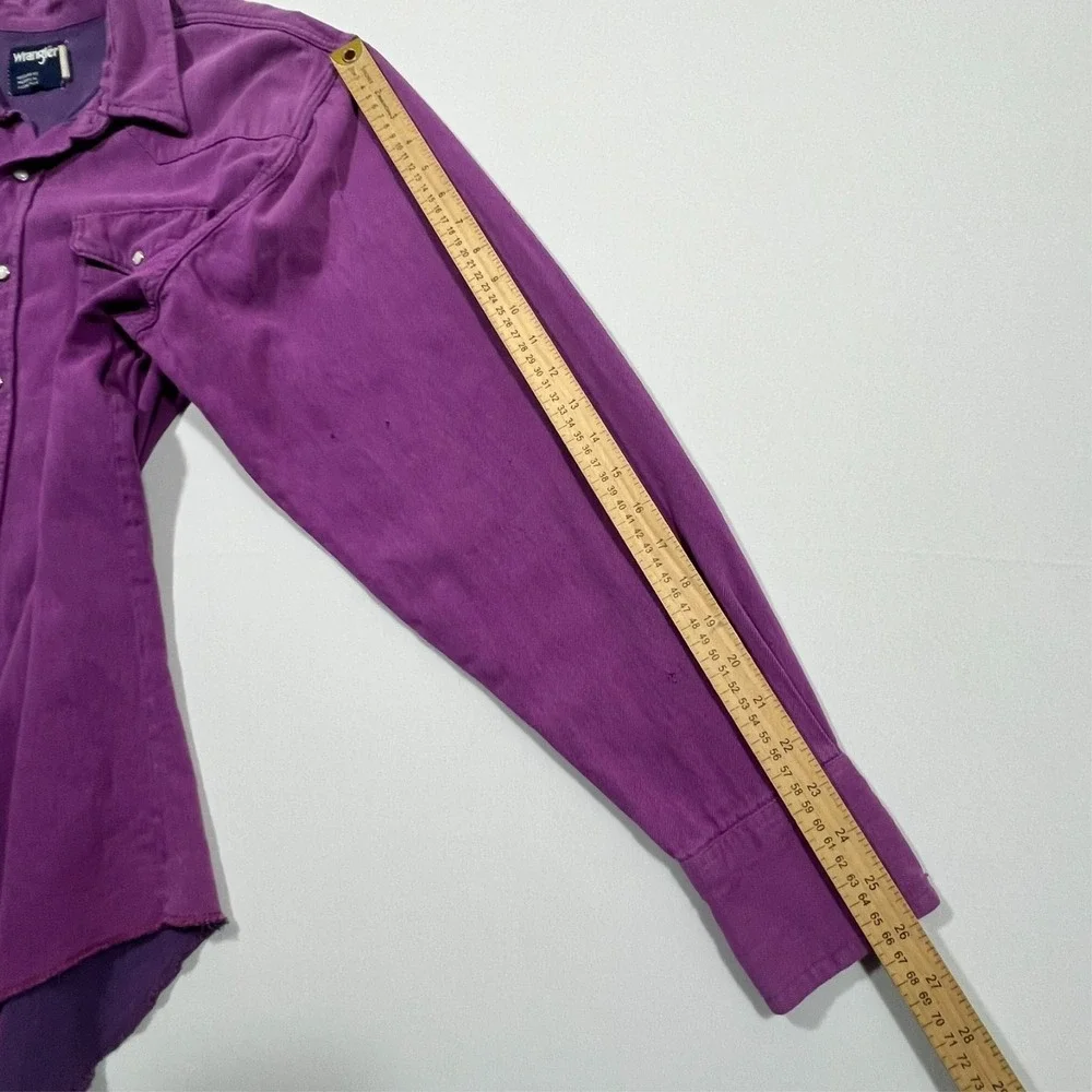 Vintage 90s Wrangler Western Pearl Snap Brushpopper X-Long Tails‎ Shirt XL READ